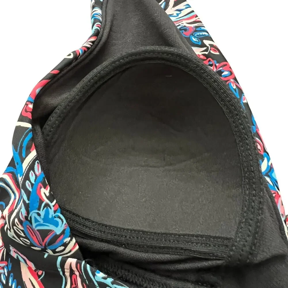 Time&Tru‎ Womens Carnival Paisley Halter Multicolor One Piece Swimsuit Small NWT